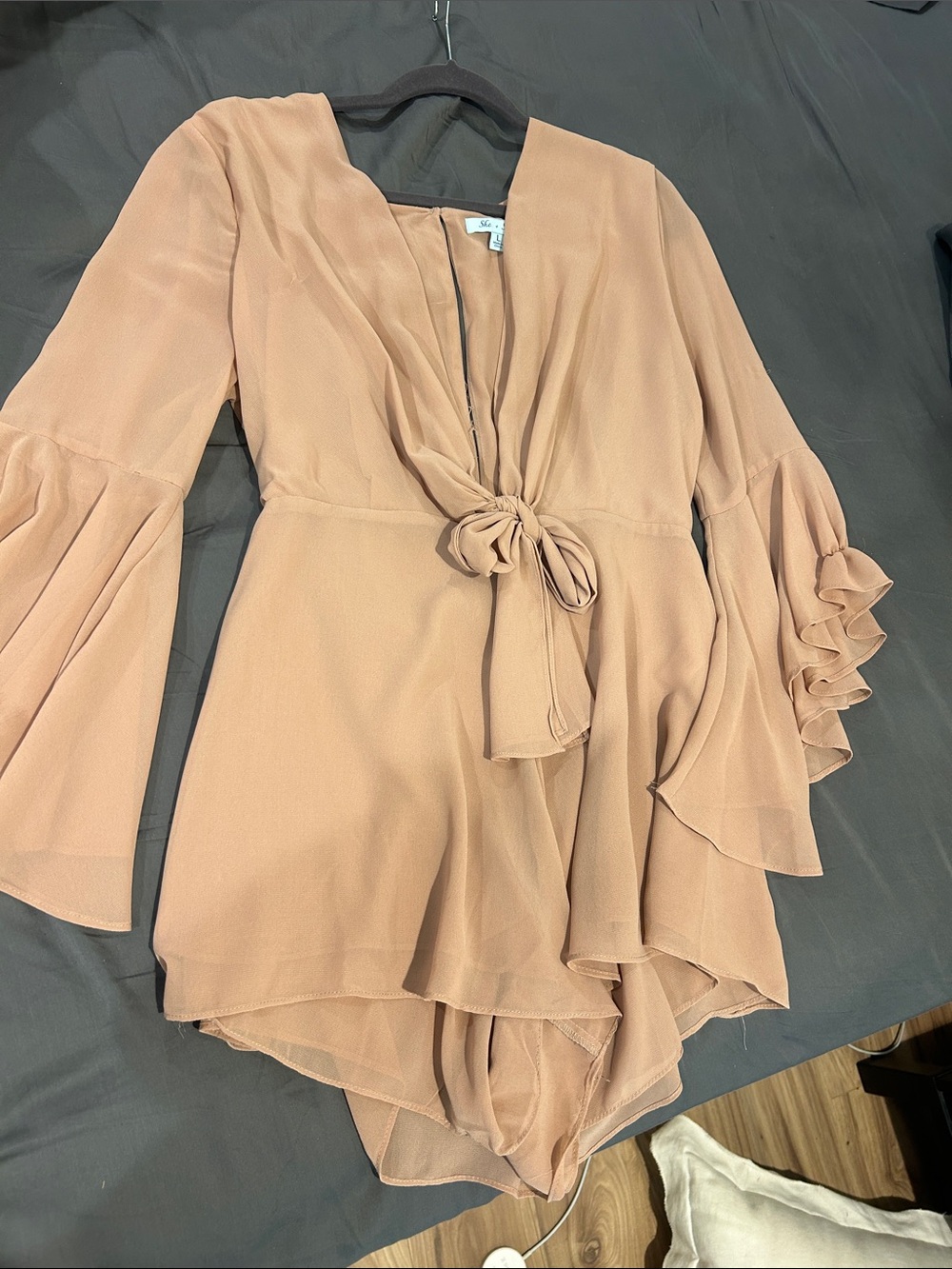 Tan Tie Front Romper